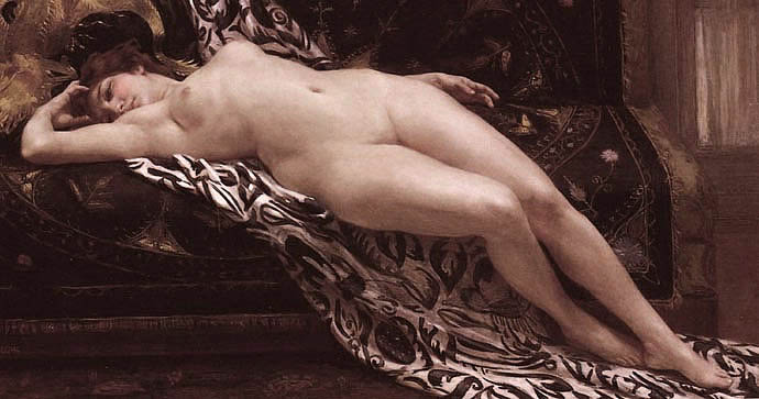 Retrato neoclásico de mujer desnuda por Seignac.