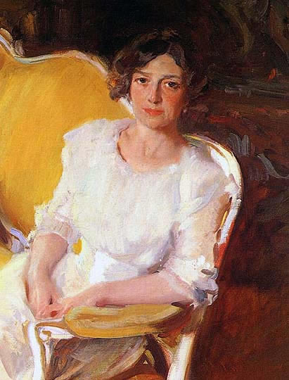 Dama en un sillón por Sorolla y Bastida.