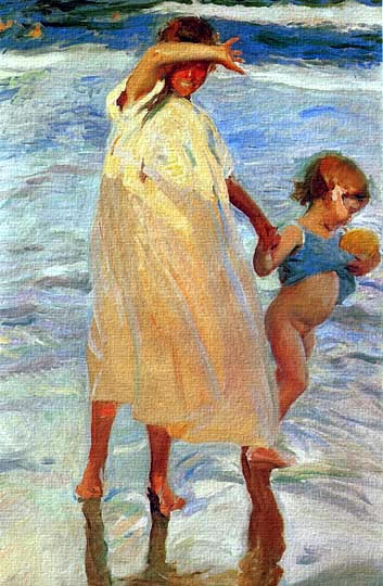 Hermanas en la playa por Sorolla y Bastida.