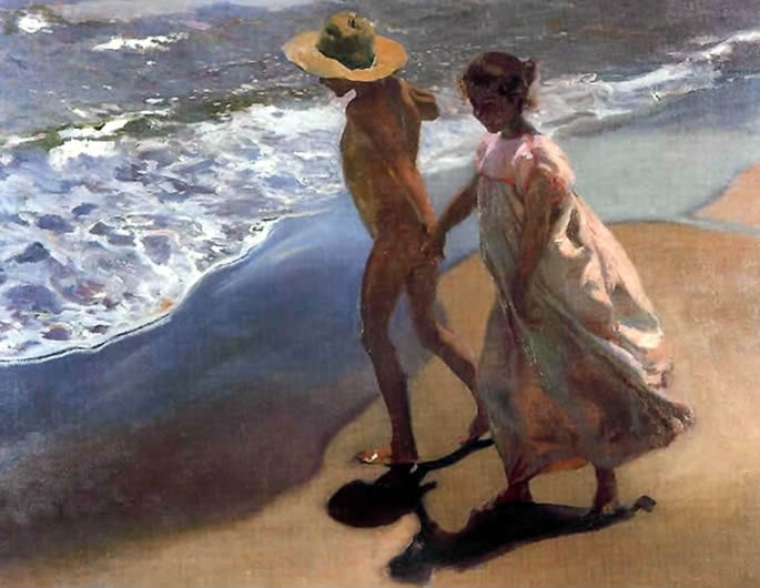 Jovencitos en la costa por Sorolla y Bastida.