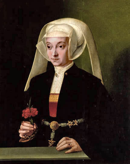 Dama renacentista flamenca retratada por Bruyn el viejo.