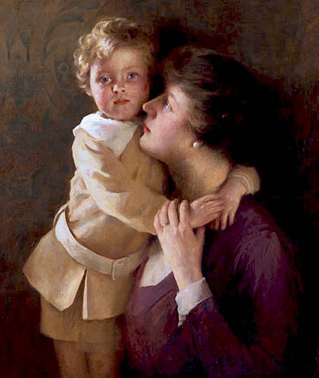 Madre e hija del siglo XX, pintura realista por Cotton.