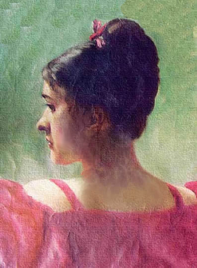 Dama de rojo, retrato norteamericano famoso por Kuemmel.