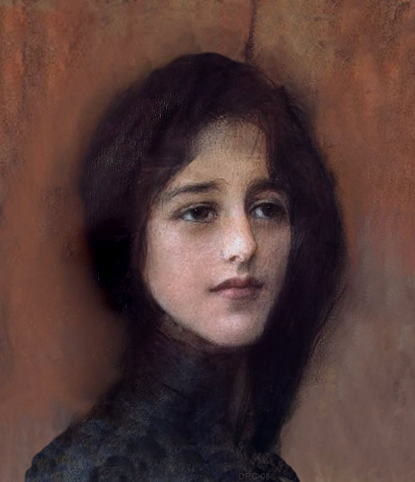 Retrato académico por el pintor polaco Axentowicz.