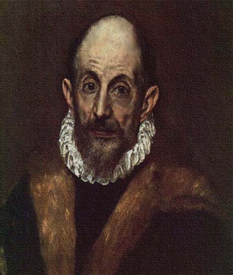 Retrato español manierista al estilo singular de El Greco.