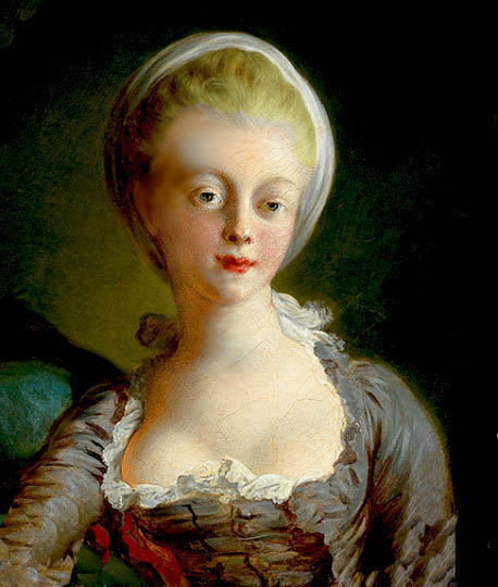 Rostro de mujer al estilo rococó francés por Fragonard.