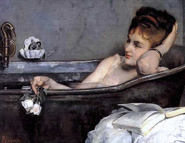 Dama en la bañera, pintura del belga Stevens.