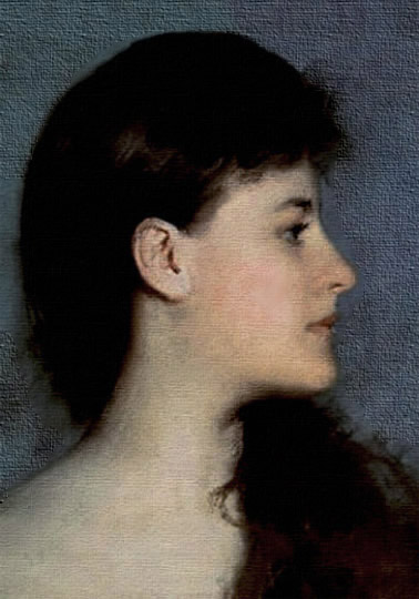 Rostro de mujer, pintura al óleo por el americano Tarbell.