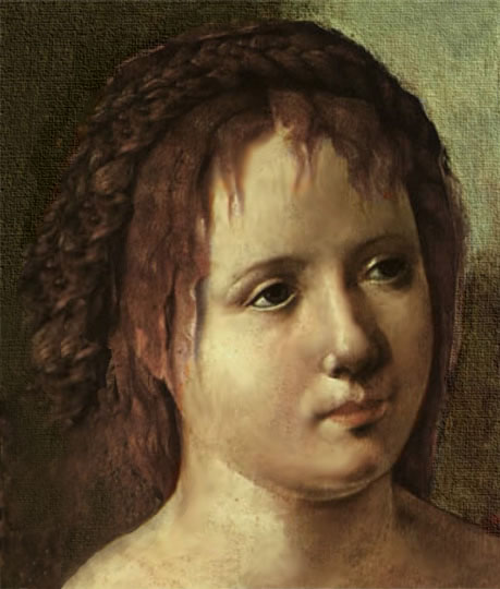 Niña bonita, pintura al estilo italiano por Van Scorel.