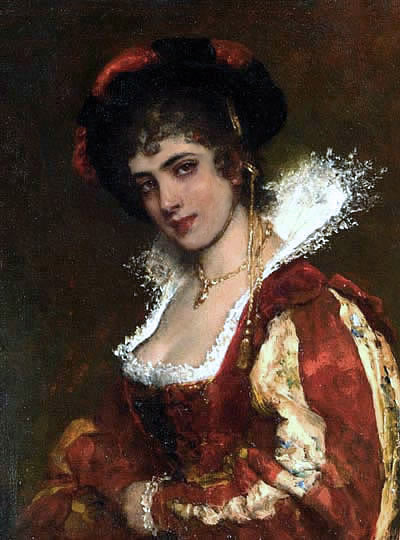 Retrato realista de dama veneciana por Von Blass.
