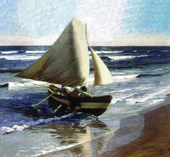 Pintura impresionista de marina por Rebolledo.