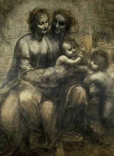 Obra de Da Vinci, boceto de fresco sobre cartón.