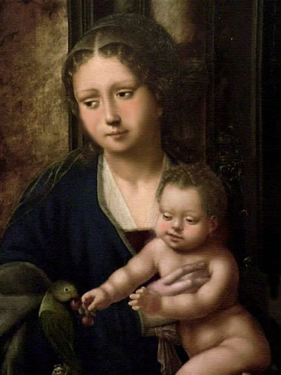 Pintura religiosa refinada al óleo por Maestro del Loro.