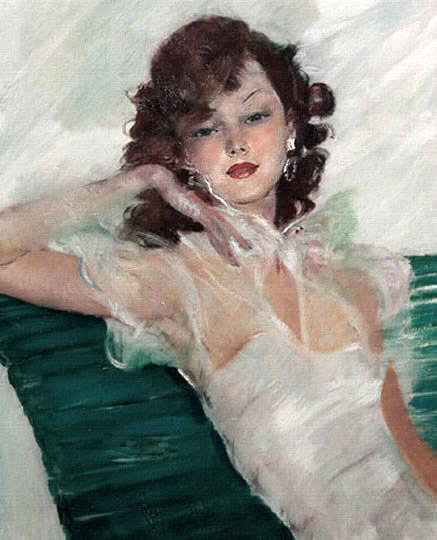 Retrato francés del siglo XX por el virtuoso Domergue.