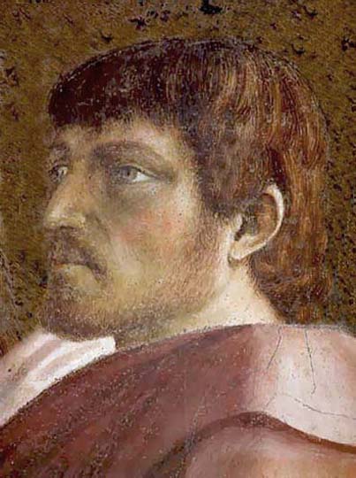 Retrato al fresco, pintura al agua por Masolino.