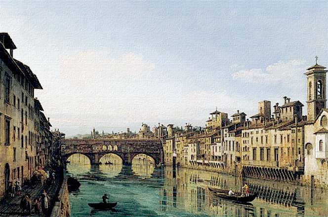 Pintura urbana, edificios en Venecia por Bellotto. 