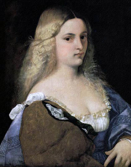 Pintura de dama veneciana por Tiziano.