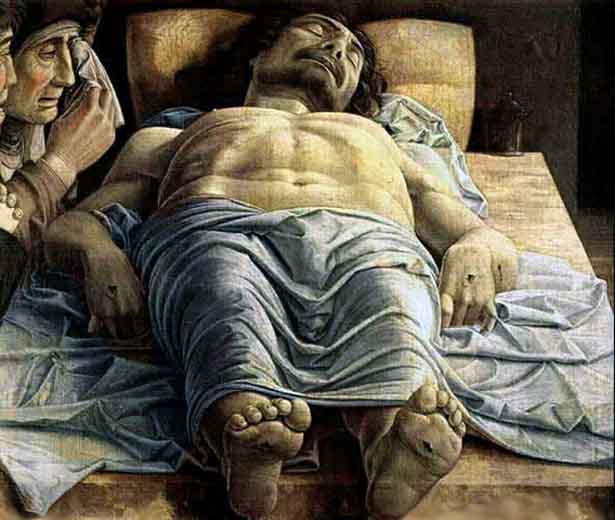 Cristo muerto, tela famosa pintada con témpera por Mantegna.