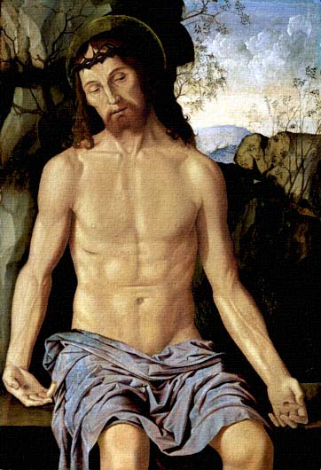 Cristo retratado al estilo renacentista mezclado con gótico por Palmezzano.