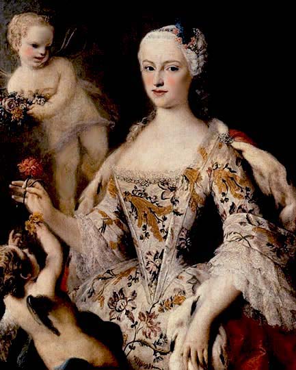 Dama retratada al estilo Rococó por Amigoni.