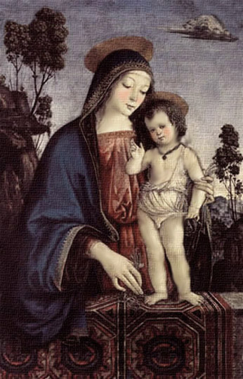 Renacentismo, virgen y niño por El Pinturicchio.