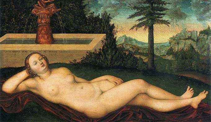 Desnudo renacentista pintado por el alemán Cranach.