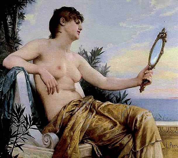 Pintura francesa neoclásica de desnudo por Perrault.