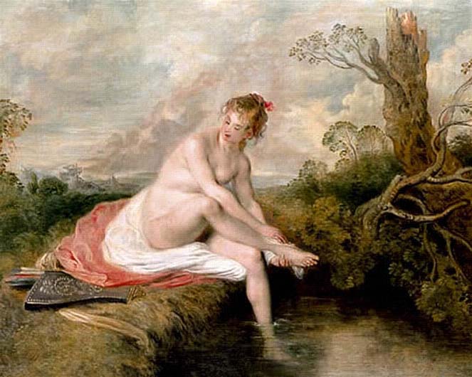 Desnudo naturalista rococó por Watteau.