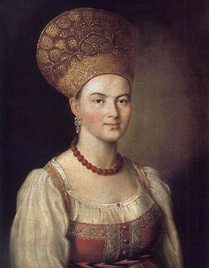 Campesina rusa retratada al estilo Rococó por Argunov.
