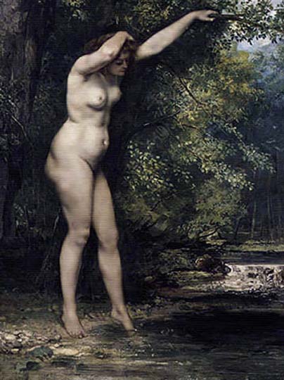 Dama desnuda, pintura vanguardista por Courbet.