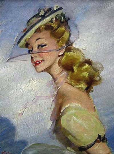 Pintura al óleo del artista francés Domergue.