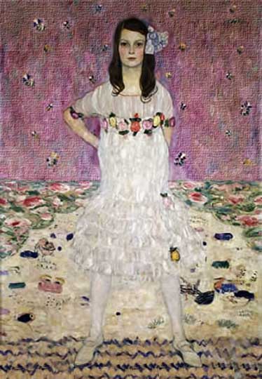 Retrato al óleo, modernismo austríaco por Klimt.