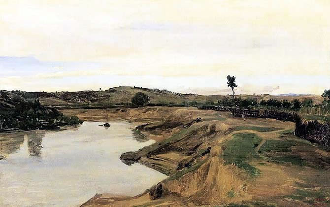 Paisaje en Italia, cuadro pre-impresionista francés por Corot.