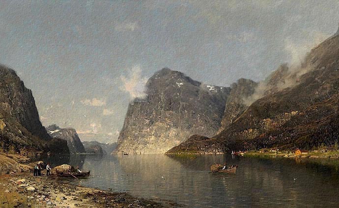Paisaje del siglo 19 por el noruego Normann.