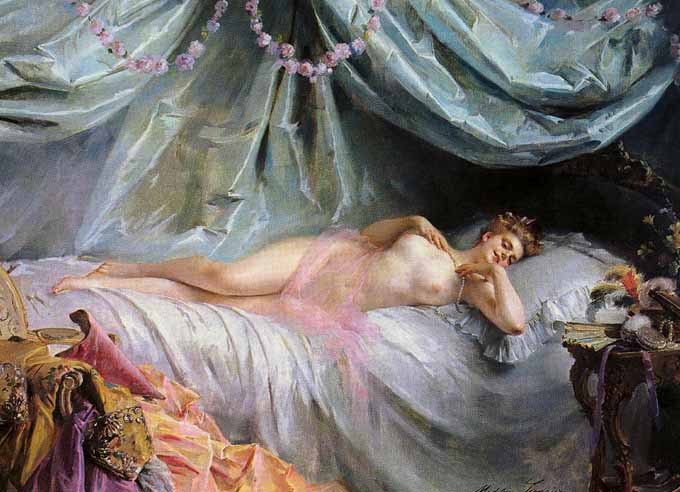 Desnuda al óleo por la pintora francesa Lemaire.