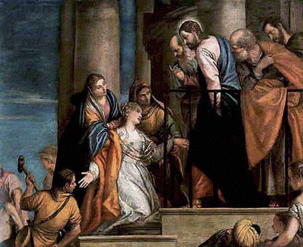 Escena religiosa, pintura veneciana por Veronese. 