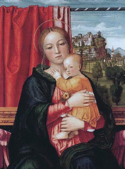 Retrato de Virgen y Niño sobre madera por Morone.