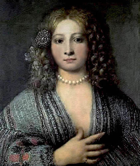 Cortesana italiana, pintura del período Barroco por Forabosco.