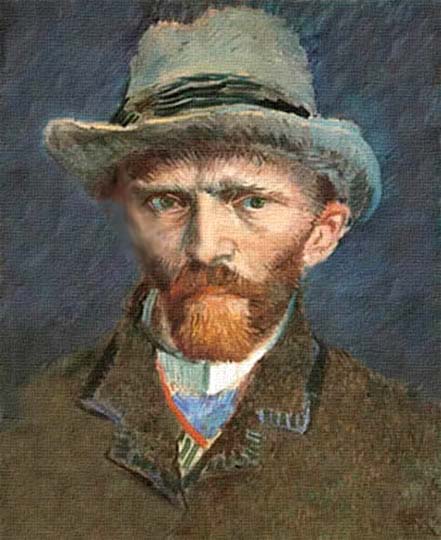 Autorretrato al óleo, neo-impresionismo por Van Gogh.