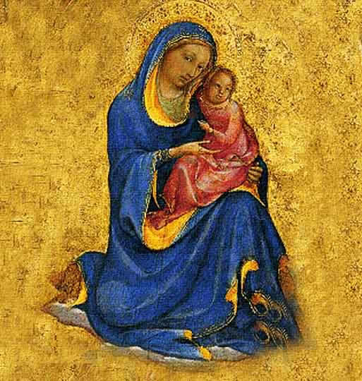 Madonna y niño, témpera pre-renacentista por Mónaco.