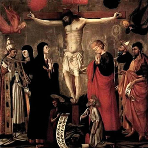 Cristo en la cruz, pintura al inicio del Renacimiento por De Bicci.