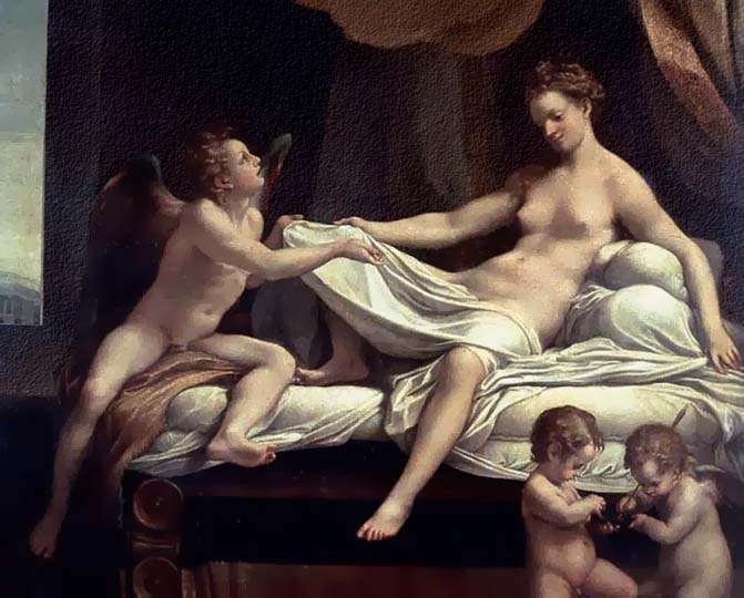 Escena de la mitología por el manierista El Correggio.