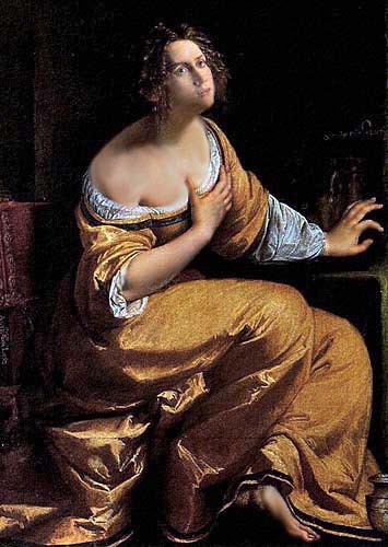 Retrato alegórico religioso, caravallismo siglo 16 por Gentileschi.