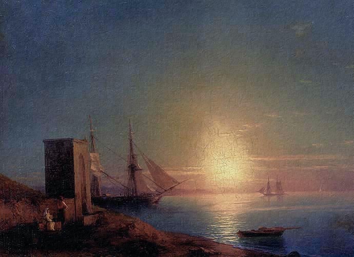 Paisaje marino por el pintor de Ucrania, pre-impresionismo por Aivazovsky.