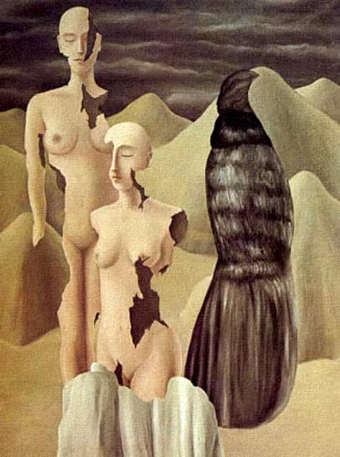 Pintura imaginaria por el surrealista francés Magritte.