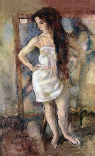 Retrato sensual en acuarela por el artista europeo Pascin.