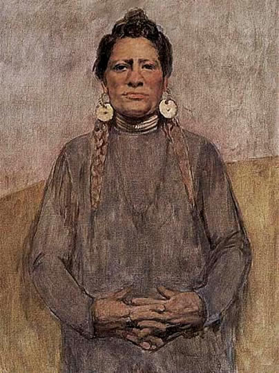 Retrato indígena expresionista por la americana Wessel.