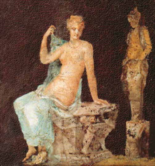Desnudo decorativo alegórico, arte romano del siglo I.  