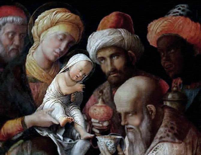 Obra religiosa en témpera por Mantegna.
